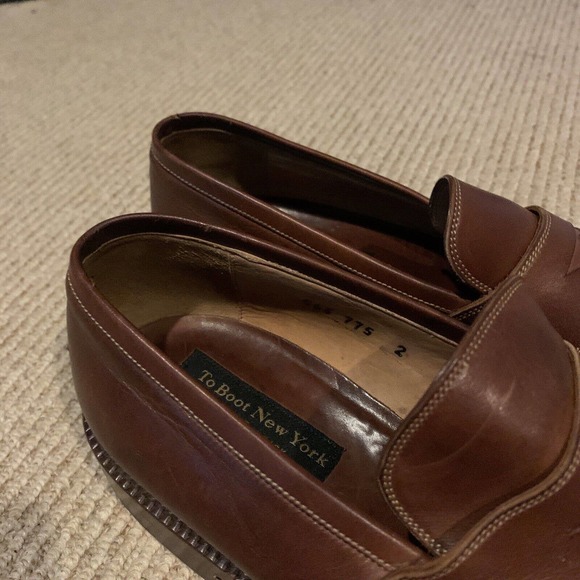 To Boot New York “TESORO” Brown Leather Round Toe Slip On Penny Loafers Size 12 - Picture 4 of 9